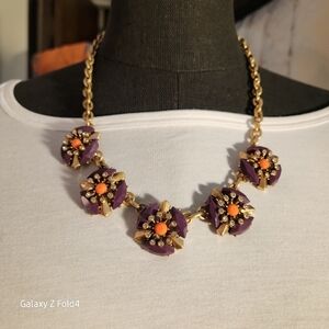 Elegant Purple and Orange Statement Necklace J Crew